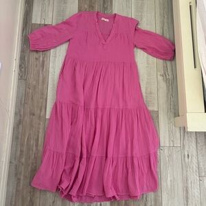 Lou & Grey Fuchsia Pink Tiered Maxi Dress